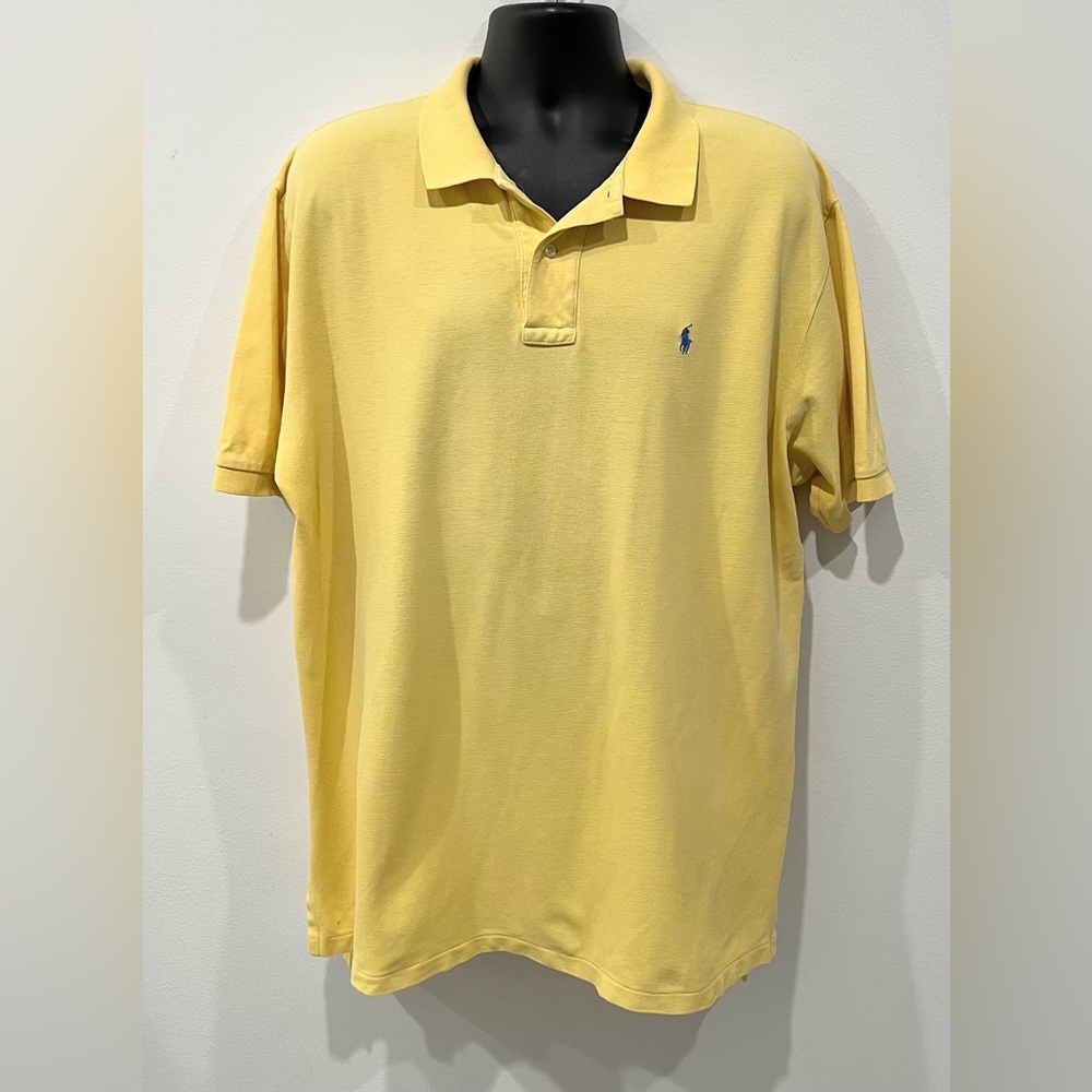 Ralph Lauren Polo Shirt Mens XXL Yellow / Blue Logo Regular Fit